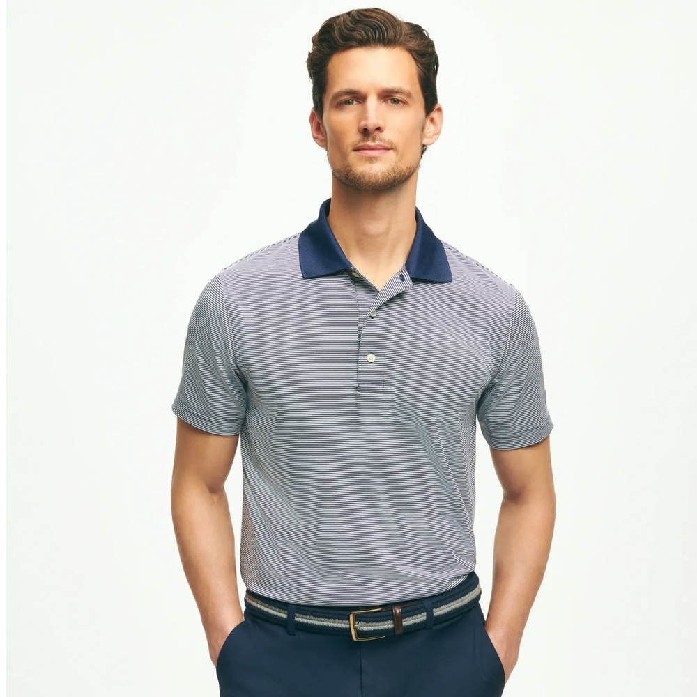 Brooks Brothers Performance Series Micro Stripe Jersey Polo Shirt